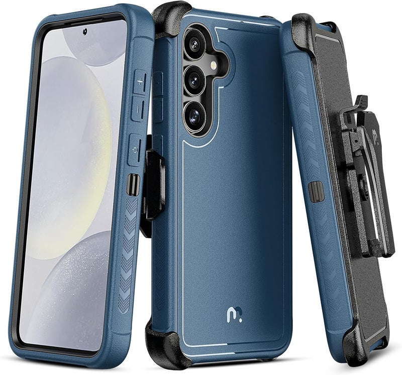 M MYBAT PRO Maverick Series for Samsung Galaxy S25 Case with Belt Clip Holster, Heavy Duty Military Grade Drop Protective Case w 360° Rotating Stand (No Screen Protector) Blue - Image 1